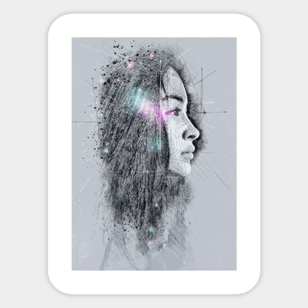 Woman face art Sticker by Graphic designs by funky